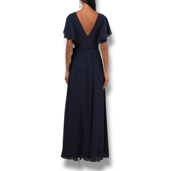 Elegant Navy Blue Wrap Dress Maxi Dress Size XL NWOT - Picture 3 of 4